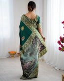 Bottle Green Silk Woven Saree