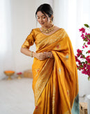 Yellow Silk Woven Saree
