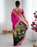 Dark Pink Silk Woven Saree