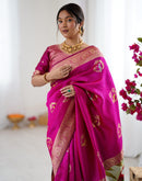 Dark Pink Silk Woven Saree