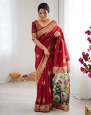Red Silk Woven Saree