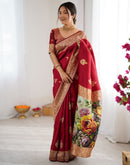 Red Silk Woven Saree