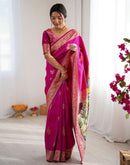 Pink Silk Woven Saree