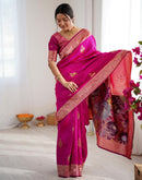 Pink Silk Woven Saree