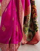 Pink Silk Woven Saree