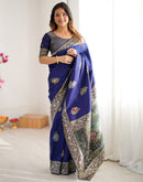 Navy Blue Silk Woven Saree