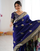 Navy Blue Silk Woven Saree