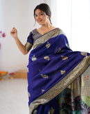 Navy Blue Silk Woven Saree