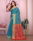 Teal Blue Silk Woven Patola Saree