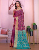 Dark Purple Silk Woven Patola Saree
