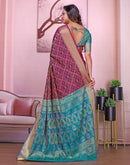 Dark Purple Silk Woven Patola Saree