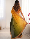 Olive Green Chinnon Sequence Lace Saree
