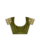 Olive Green Chinnon Sequence Lace Saree