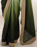 Olive Green Chinnon Sequence Lace Saree