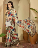 Multicoloured Silk Floral Printed Saree