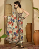 Multicoloured Silk Floral Printed Saree