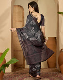 Dusty Wine Silk Printed Saree