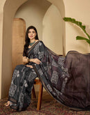 Dusty Wine Silk Printed Saree
