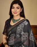 Dusty Wine Silk Printed Saree