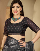 Dusty Wine Silk Printed Saree