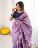 Lavender Silk Woven Saree