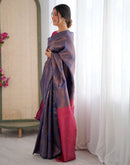 Rama Blue Silk Woven Banarasi Saree