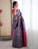 Rama Blue Silk Woven Banarasi Saree