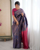 Rama Blue Silk Woven Banarasi Saree