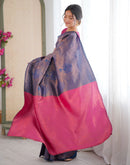 Rama Blue Silk Woven Banarasi Saree