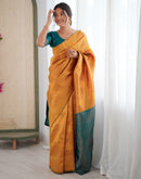 Yellow Silk Woven Saree