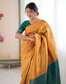 Yellow Silk Woven Saree
