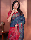 Navy Blue Silk Woven Patola Saree
