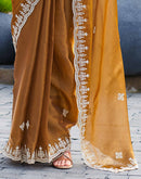 Brown Shimmer Sequence Embroidery Saree