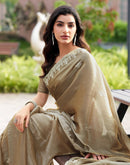 Beige Shimmer Sequence Embroidery Saree