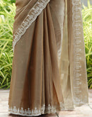 Beige Shimmer Sequence Embroidery Saree