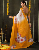 Off White Cotton Printed Saree