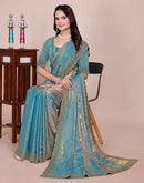 Light Blue Tissue Silk Stone Work Swarovski Saree