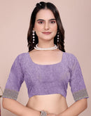 Lavender Tissue Silk Stone Work Swarovski Saree