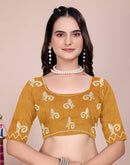 Yellow Chinnon Printed Bandhani Saree