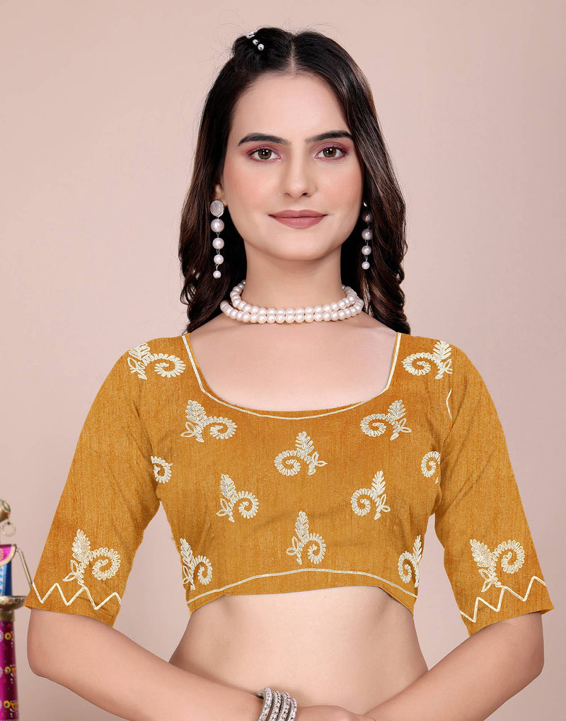 Yellow Chinnon Printed Bandhani Saree