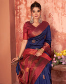 Navy Blue Silk Woven Kanjivaram Saree