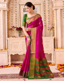 Rani Pink Silk Woven Saree