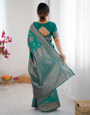 Teal Green Silk Woven Banarasi Saree