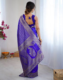 Blue Silk Woven Banarasi Saree