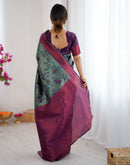 Teal Green Silk Woven Saree