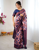 Mauve Silk Woven Saree