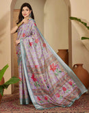 Multicoloured Cotton Floral Printed Saree