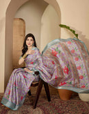 Multicoloured Cotton Floral Printed Saree