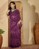 Wine Georgette Printed Laheriya Saree