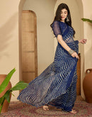 Navy Blue Georgette Printed Laheriya Saree